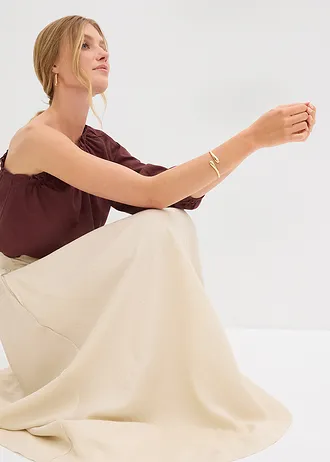 Maxi sukně ze splývavé lyocellové směsi • přírodní • bonprix obchod