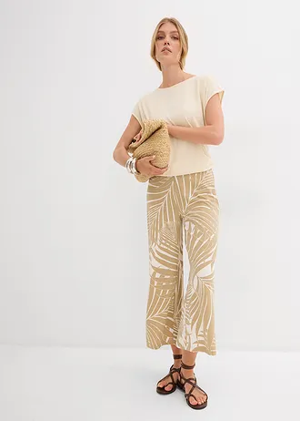 Culotte van een zachte viscose-mix, Kleur: wolwit-new beige gedessineerd
