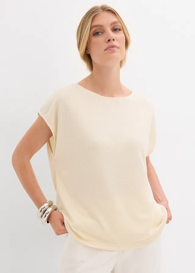 Oversized shirt in gebreide look • ecru • product-page.page-title-suffix