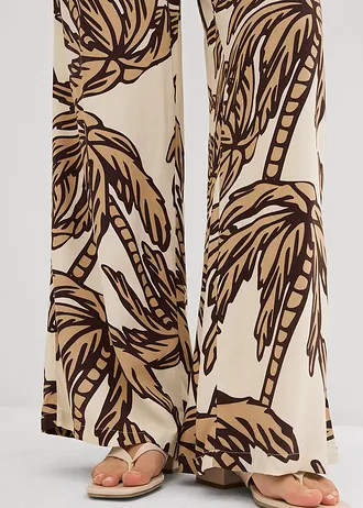 Marlene Dietrich broek van soepele viscose • ecru-donkerbruin-new beige gebloemd • bonprix online shop