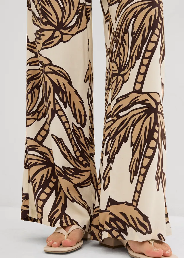 Pantalon large en viscose fluide • écru-marron foncé-new beige floral • product-page.page-title-suffix