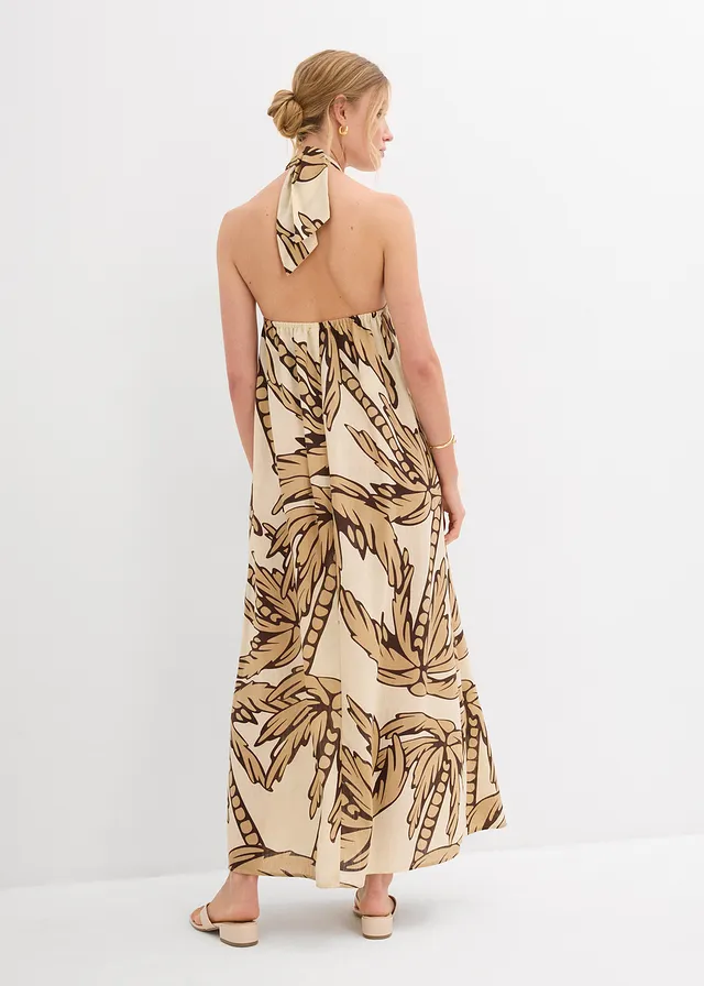 Robe dos nu, coupe évasée, Couleur: naturel/marron foncé/beige foncé floral