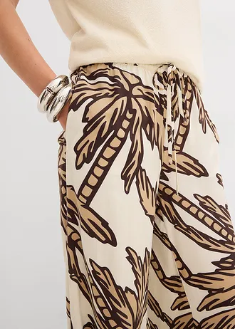 Marlene Dietrich broek van soepele viscose • ecru-donkerbruin-new beige gebloemd • bonprix online shop