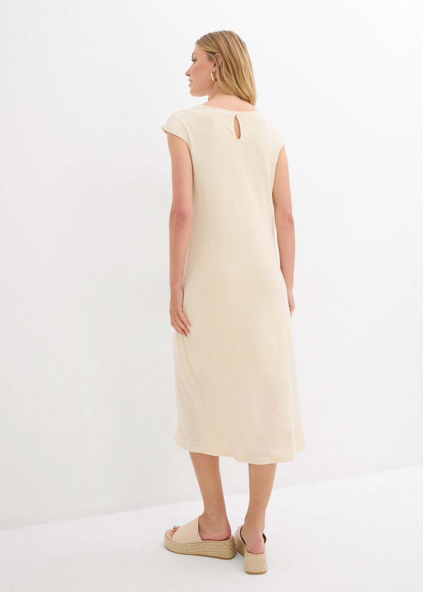 Midi jurk in gebreide look • ecru • bonprix online shop