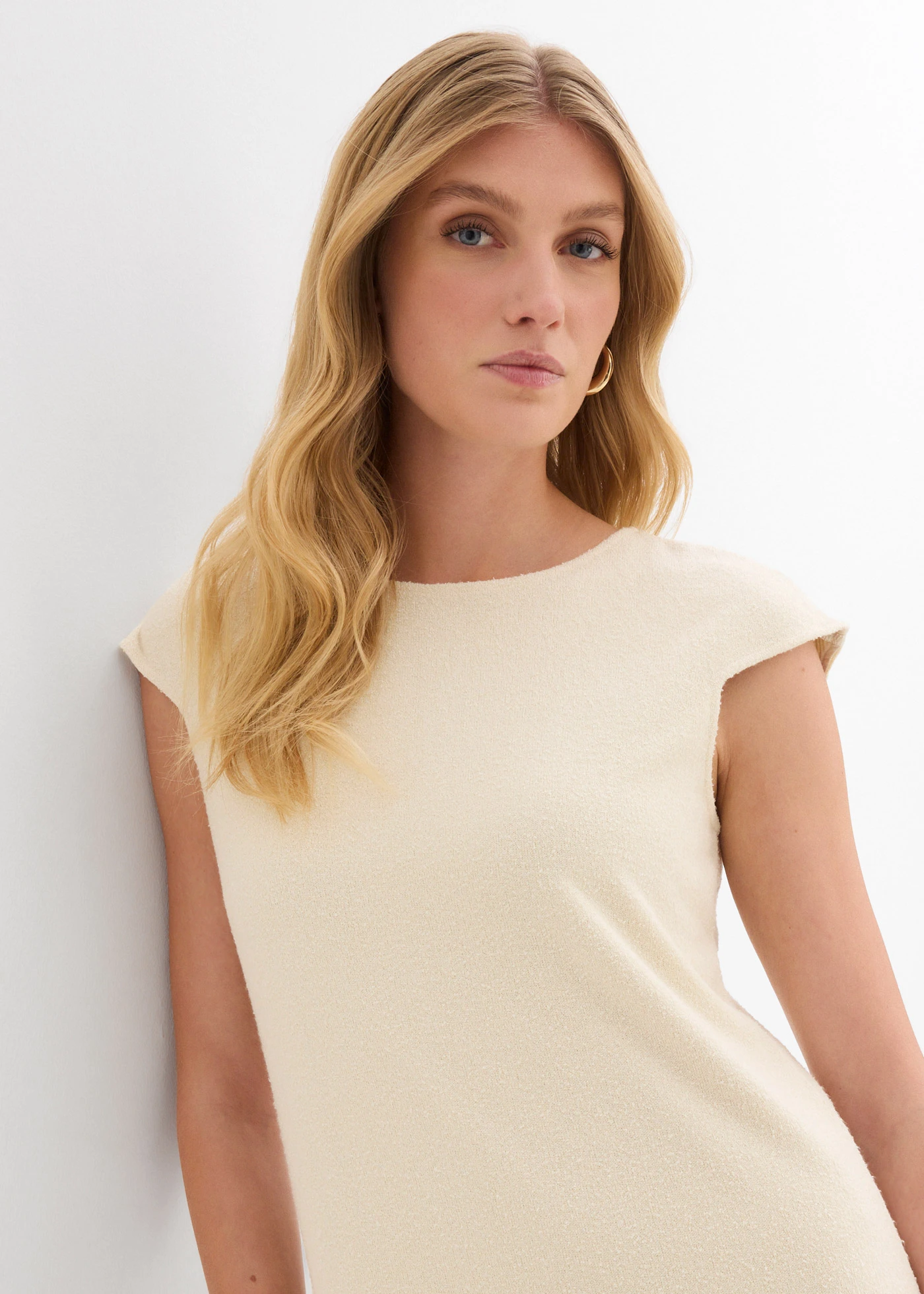 Midi jurk in gebreide look • ecru • bonprix online shop