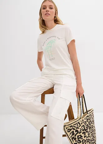 T-shirt à imprimé • blanc cassé/bleu menthol • Boutique bonprix