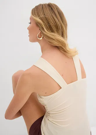 Top s ramínkem kolem krku a tepanou dekorativní sponou • přírodní • bonprix obchod