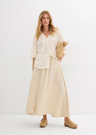 Oversized blouse in een zachte viscosemix • wolwit • bonprix online shop