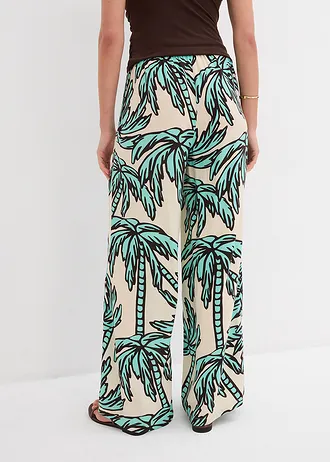 Marlene Dietrich broek van soepele viscose • mentholblauw-ecru-donkerbruin gebloemd • bonprix online shop