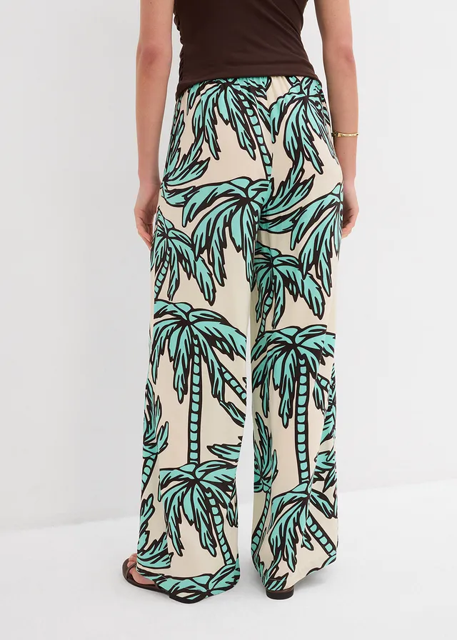 Pantalon large en viscose fluide • menthe glaciale-écru-marron foncé floral • product-page.page-title-suffix