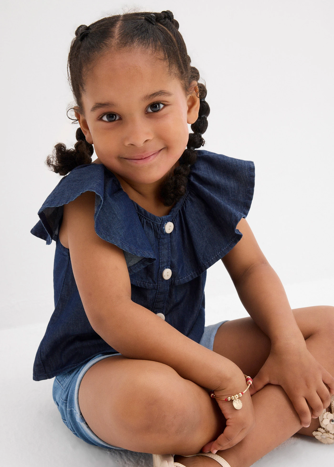 Blúz top puha pamutból • kék kőmosott • bonprix áruház