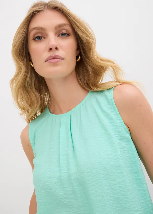 Top fluide sans manches en viscose mélangée • menthe glaciale • product-page.page-title-suffix