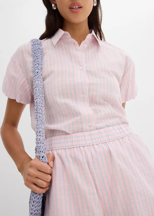 Short 100% coton • rose bonbon/bleu clair rayé • product-page.page-title-suffix