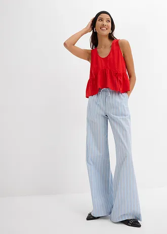 Pantalon  jogger 100% coton, Couleur: bleu-blanc rayé