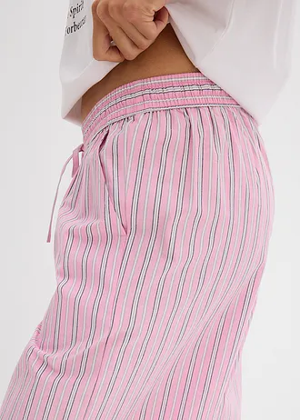 Kalhoty bez zapínání, z čisté bavlny • růžovo-bílá s proužky • bonprix obchod