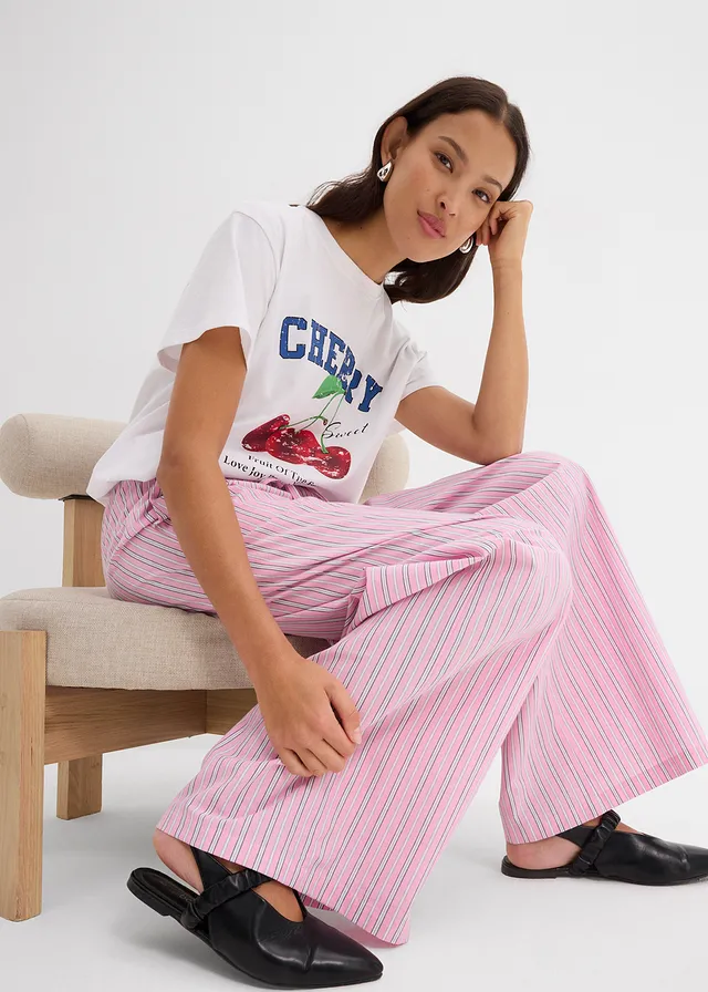 Pantalon  jogger 100% coton • rose-blanc rayé • product-page.page-title-suffix