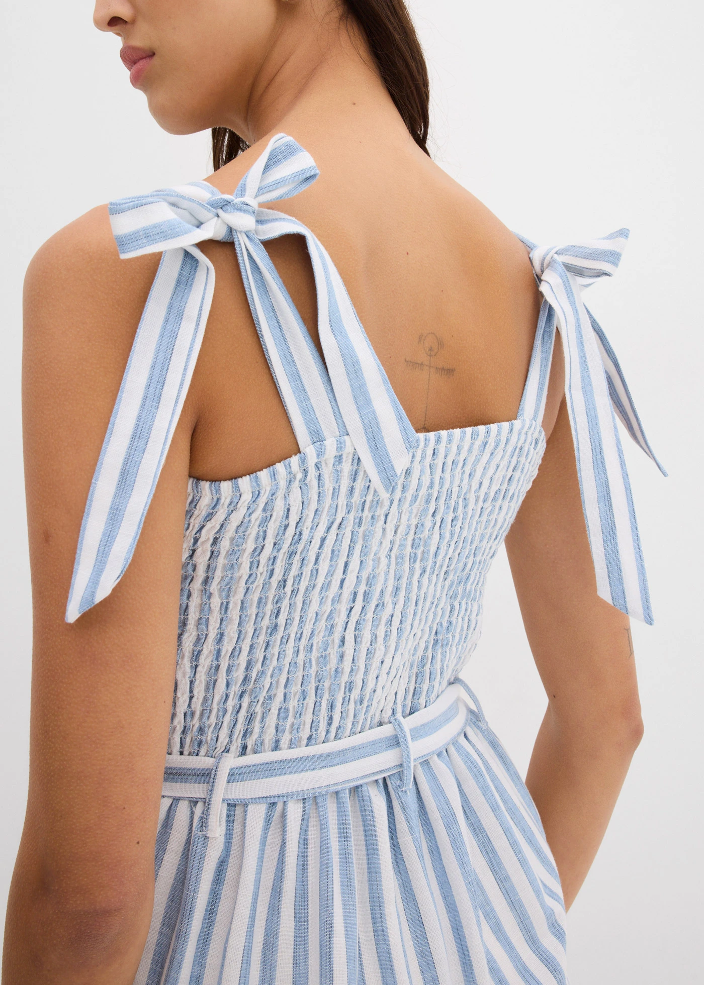 Combinaison coton et lin • bleu-blanc rayé • Boutique bonprix