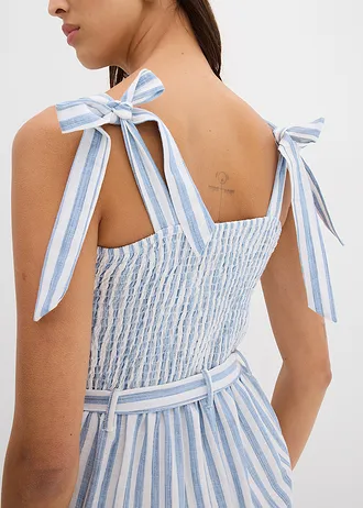 Jumpsuit van een katoen-linnenmix • blauw-wit verticaal gestreept • bonprix online shop