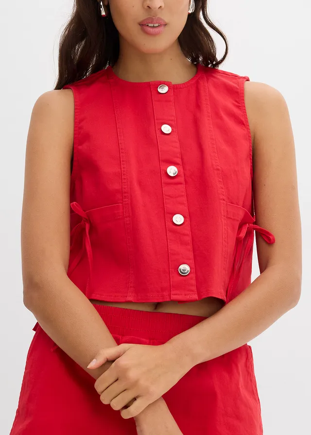 Twill bodywarmer in een elastische katoenmix • tomatenrood • product-page.page-title-suffix