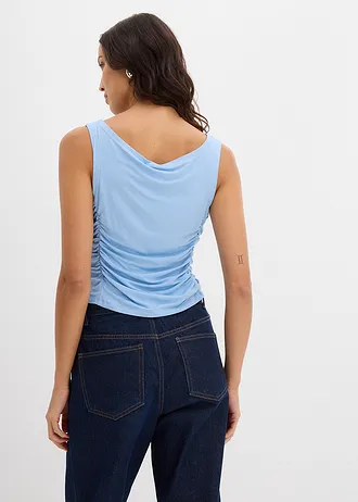 Tanktop van een zachte viscose-mix, Kleur: blauw
