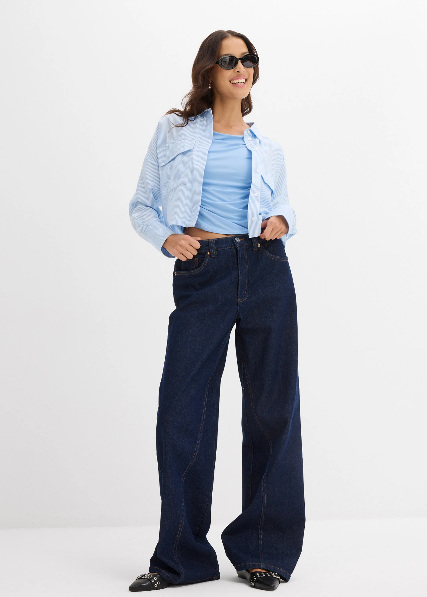 Top z měkké viskózové směsi • modrá • bonprix obchod