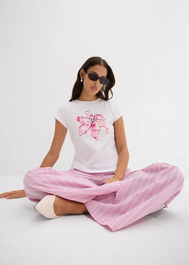 T-shirt 100% coton • blanc/rose cristal imprimé • product-page.page-title-suffix