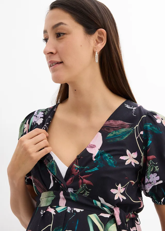Zwangerschapsjurk / voedingsjurk van viscose • zwart • product-page.page-title-suffix