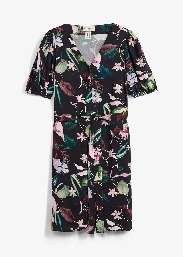 Robe de grossesse et d’allaitement en viscose fluide, Couleur: noir
