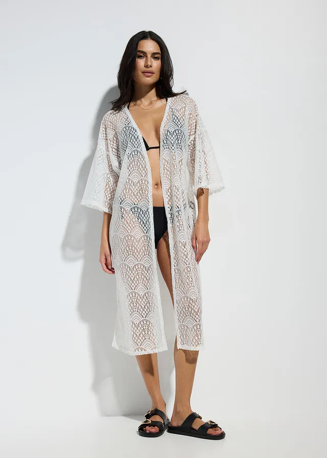 Kimono de plage transparent, Couleur: blanc