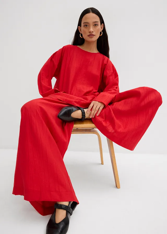 Blouse oversize en crépon de viscose mélangée • rouge salsa • product-page.page-title-suffix