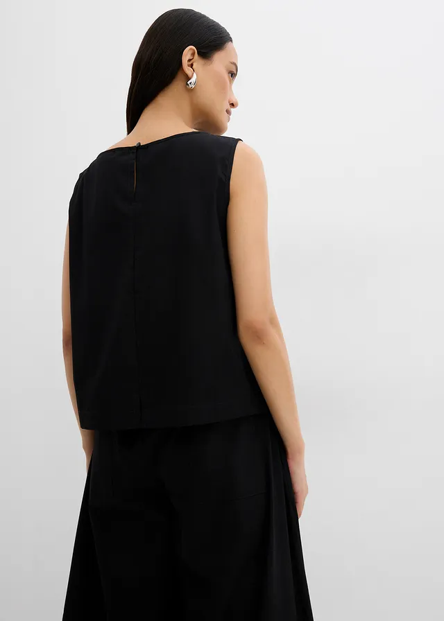 Top blouse 100% coton, Couleur: noir