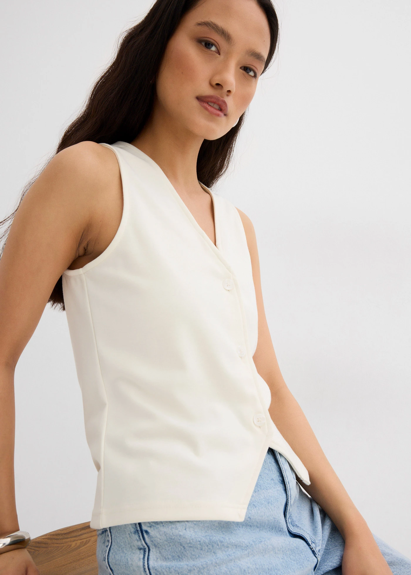 Gilet van comfortabel Punto di Roma • wolwit • bonprix online shop