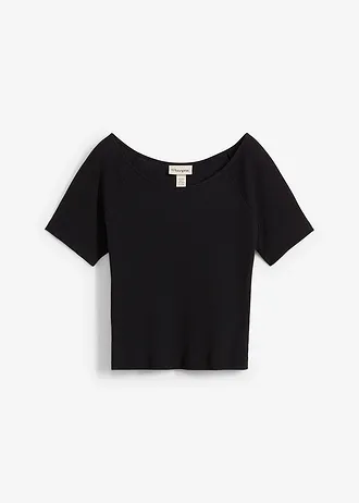 Tricou pe corp din bumbac organic 100%, culoare: negru