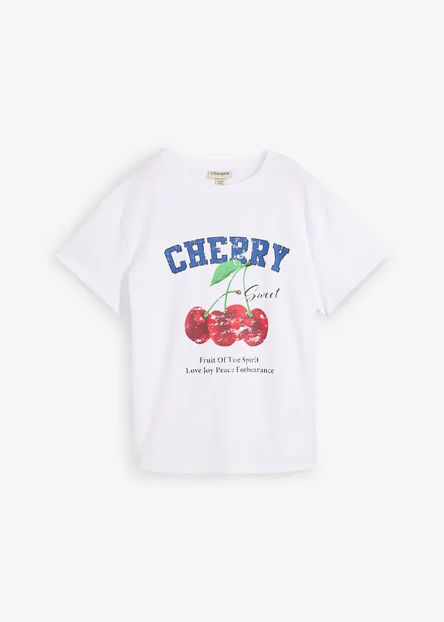 Tricou 100% din bumbac organic, cu imprimeu • alb cu imprimeu • magazin bonprix