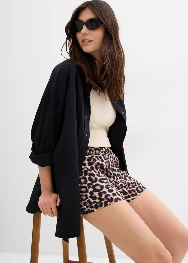 Short met een elastische band • beige luipaardprint • product-page.page-title-suffix