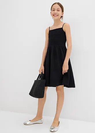 Šaty na ramínka, ze vzdušného mušelínu • černá • bonprix obchod