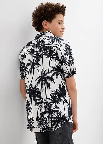 Košile s krátkým rukávem, z měkké viskózy • černo-bílá s potiskem • bonprix obchod
