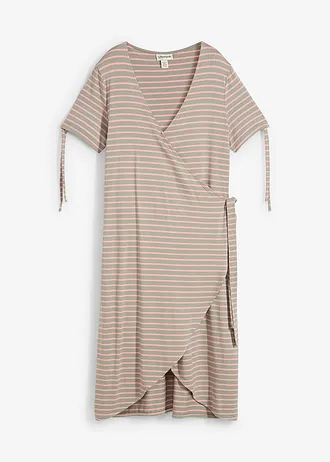 Zavinovací šaty ze splývavé směsi viskózy s elastanem, barva: antická růžovo-mořské řasy s proužky