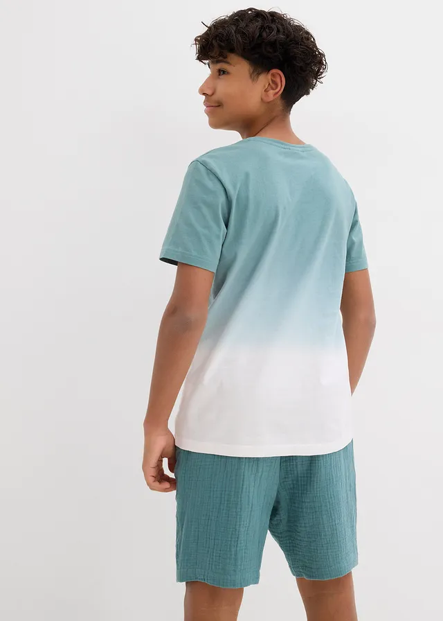 T-shirt van puur katoen • mineraalblauw-wit • product-page.page-title-suffix