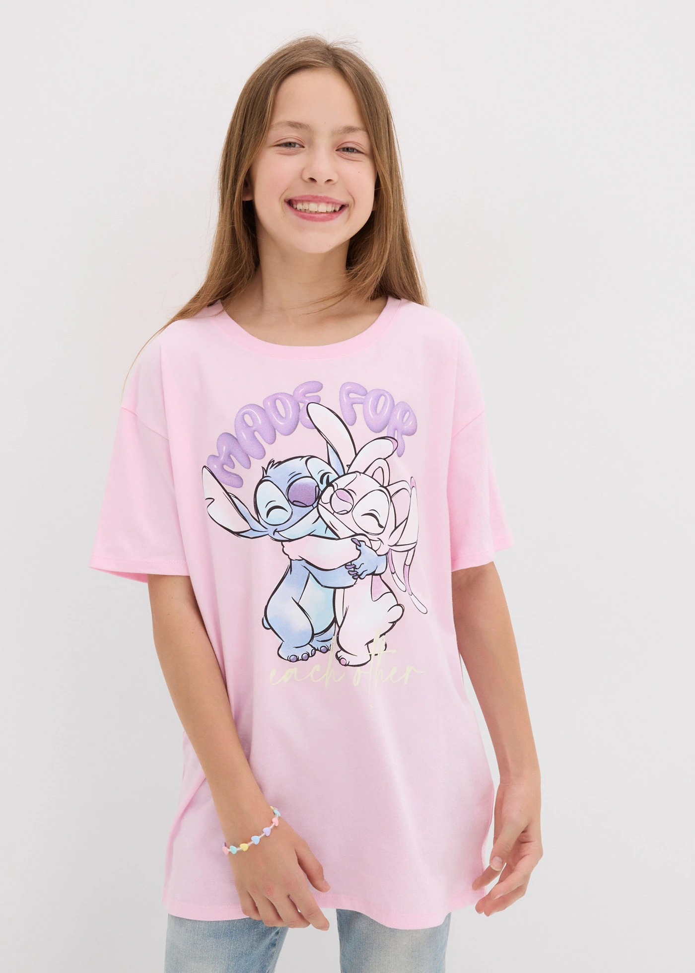Koszulka Disney Stitch z czystej bawełny • jasnoróżowy z nadrukiem • sklep bonprix