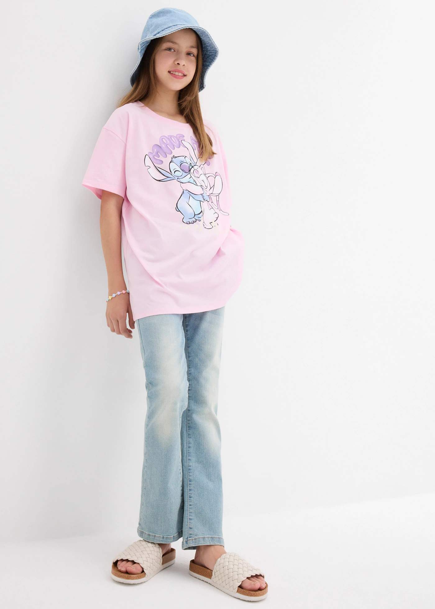 Disney shirt Stitch van katoen • roze met print • bonprix online shop