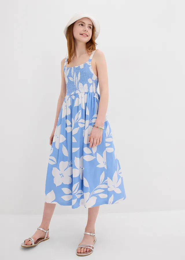 Robe en viscose fluide • bleu moyen/blanc floral • product-page.page-title-suffix