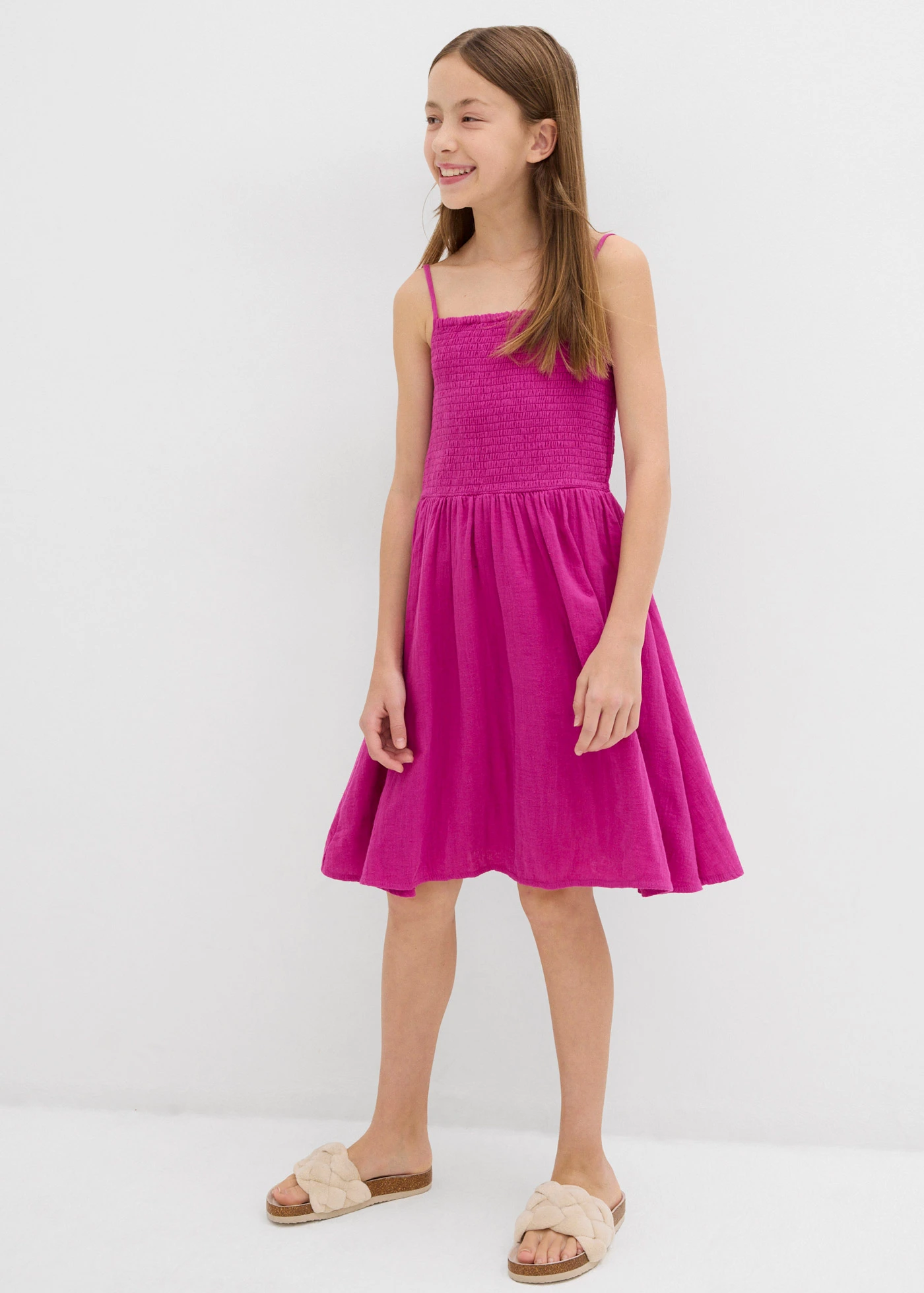 Šaty na ramínka, ze vzdušného mušelínu • fialovorůžová • bonprix obchod