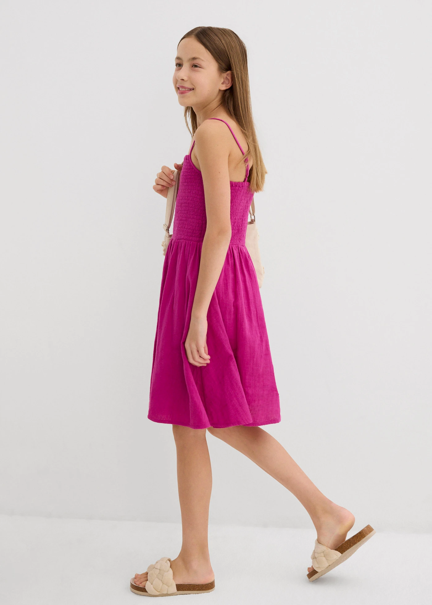 Šaty na ramínka, ze vzdušného mušelínu • fialovorůžová • bonprix obchod