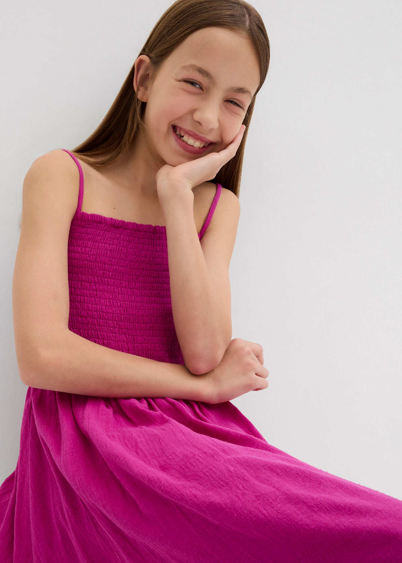 Šaty na ramínka, ze vzdušného mušelínu • fialovorůžová • bonprix obchod