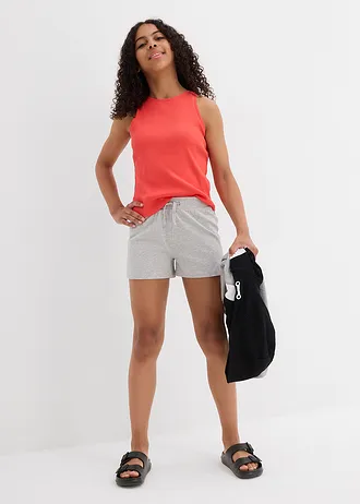 Lot de 3 shorts en jersey 100% coton • noir + gris clair chiné + rose dragée • Boutique bonprix