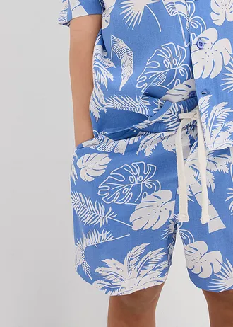Šortky bez zapínání, z měkké viskózy • nebesky modro-přírodní bílá s potiskem • bonprix obchod