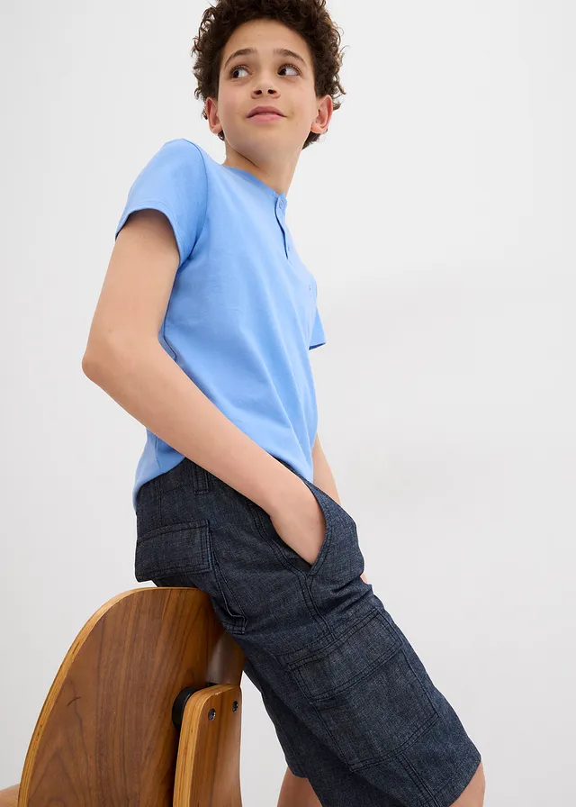 Short cargo long en chambray, Regular • bleu foncé • product-page.page-title-suffix