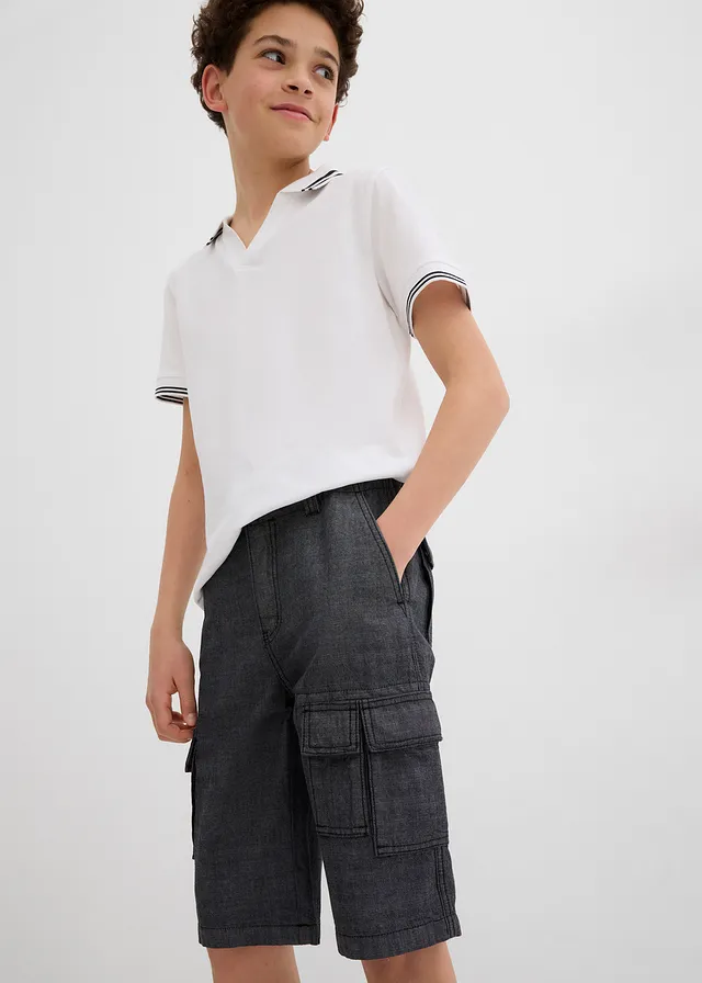 Short cargo long en chambray, Regular • noir • product-page.page-title-suffix