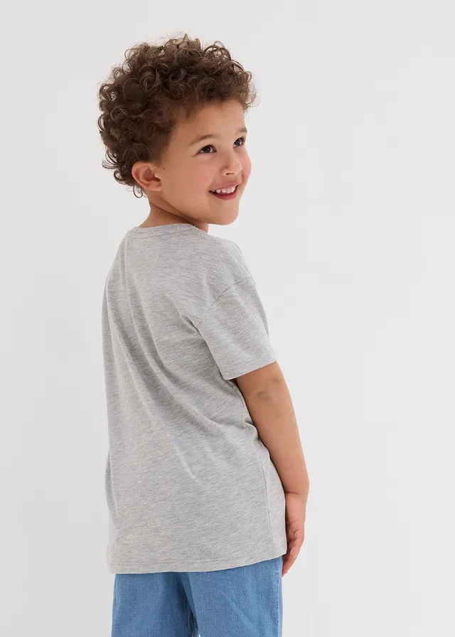 T-shirt avec smileys, Couleur: gris clair chiné